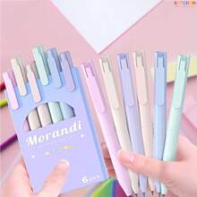 6pcs Colorful Ballpoint Pens, Elegant Appearance, Retractable Design, Suitable For Students Taking Notes, Teachers Highlighting, And Office Marking - Multicolor - View 5