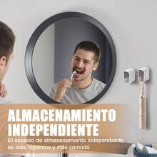 Portacepillos de Dientes, 2 Piezas Porta Cepillo de Dientes para Bao Pared con Funda Impermeable, Estructura de Ventilacin, Sin Perforacin, Organizador de Cepillos de Dientes, Para Bao, Dormitorio - Gris + Gris - Ver 4