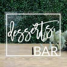 1pc Acrylic Dessert Bar Table Sign | Acrylic Wedding Table Sign, Appetizer, Cake Table Sign, Dessert Bar, Bridal Shower, Bachelorette Party, Transparent, Wedding Table Sign, Wedding Supplies, Wedding Party Supplies, Wedding Essentials, Wedding Decor - Clear - View 2