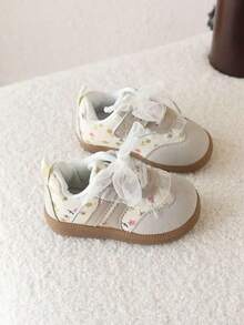 女童公主蕾丝运动鞋软底步行鞋，2025年秋季新品系列 - 米色 - 查看 2