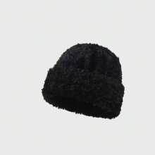 1 Stück Damen einfarbige Kunstpelz Ohrenschützer gestrickte Mütze, dick thermisch gefütterte warme Kappe, weicher flauschiger windundurchlässiger Hut, vorteilhaft für das Gesicht, lässiger Herbst/Winter Outdoor Alltagshut - Hut - Übersicht 12