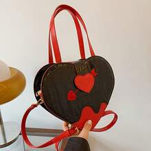 Embossed Heart Crossbody Bag With 3D Heart & Arrow Detail - White & Red,Best Valentine Gift - màu đen - Xem 13