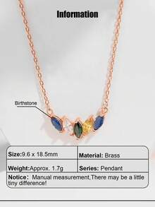 女士个性化生日石项链，心形吊坠，可定制刻字，925纯银/黄铜立方氧化锆生日石项链，适合女性、女孩、妈妈、母亲佩戴 - 玫瑰金 - 查看 15