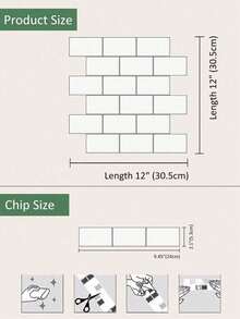 4/10/20 Pcs Kitchen Backsplash 3D Glossy White Subway Tile Texture Peel And Stick Wall Tiles Stickers, Suitable For Kitchen And Bathroom - Multicolor - View 3