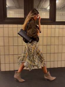 Plaid Rhombus Pattern Casual Asymmetric/Asymmetrical Hem Skirts