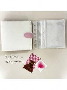 A5/A7 PU Loose-Leaf Album, Includes 1 3-Inch/5-Inch Ring Postcard Storage Sleeve - White/Pink - White - View 11