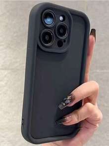 Minimalist Thick Anti-Drop Black Phone Case Compatible With IPhone 17 Pro Max/17 Pro/17 Air/17/16 Pro Max/16/16 Pro/16 Plus/16E/15/15 Plus/15 Pro/15 Pro Max/11/12/13/14 Pro Max/11 Pro Max/12 Pro/12 Pro Max/13 Pro/13 Pro Max/14 Pro/14 Pro Max, TPU Soft Phone Case - Black - View 3