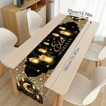 1pc/4pcs Ramadan Eid Mubarak Table Decoration Tablecloth,For Eid Mubarak Ramadan Kareem Party DIY Home Table Decoration Supplies