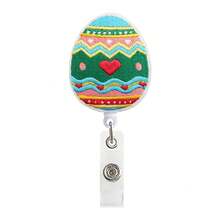 1pc Easter Expandable Fabric Felt Rabbit Egg With Retractable Snap Hook, Rotatable Easy Pull, With Medical Badge Clip