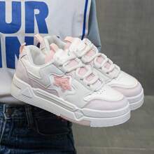 复古小众休闲硫化女鞋，透气白色运动鞋，适合春秋季穿着 - 粉色 - 查看 12