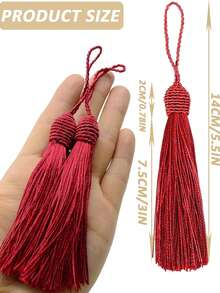 Tassel Bookmarks With Rings, Craft Tassels, Keychain Jewelry Making Curtain Blanket, Graduation Back To School Decor Wedding Gift, DIY Handmade, Silk Tassels, Clothing Decoration Accessories, DIY Tassel Decor, Tassel Hanging Ornaments, Tassel Decorations, Hat Tassels - Red - View 8