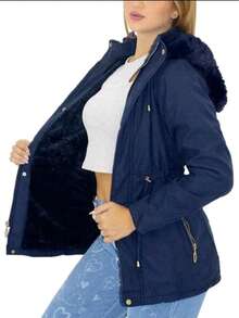 Women's Lined Twill Parka - Azul Marino - Ver 2