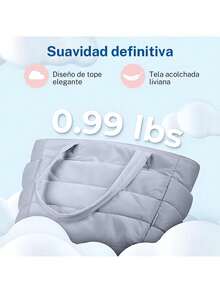 Bolso Tote para Mujer,Bolso Tote Ligero con Compartimentos,Bolso de Hombro Acolchado para Viaje,Trabajo,36701958 - Blanco - Ver 6