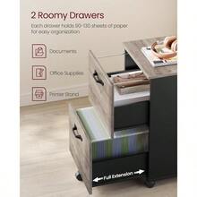 Printer StandsVASAGLE UOFC040B02 - Archivador móvil con Ruedas para Documentos de tamaño Carta Carpetas de Archivos Colgantes Color Gris y Negro - GreigeBlack - Ver 4