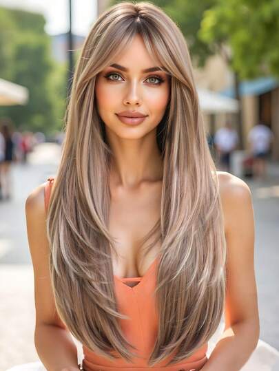 20-Inch Multi-Layered Medium-Length Hair Wig With Heat-Resistant, Breathable Strands, Suitable For Daily Dating, Commuting, Shopping, Christmas Parties, And Elegant Ladies