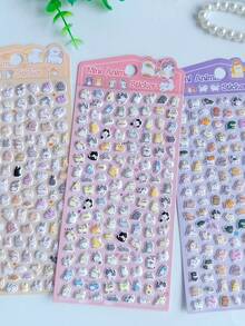 3D立体浮雕水晶贴纸，水果兔子图案，儿童手工教育DIY装饰贴纸，螺旋笔记本，办公学习用品，男女通用，提高工作效率，返校必备 - 彩色 - 查看 2