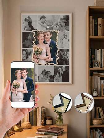 1 Pc, 11 Photos Combined Into 1 Photo, Optional Frame, Large-Sized Custom Canvas Poster - Personalized Wall Art For Home, Wedding And Anniversary, Room Decoration Materials, Wall Art Poster Without Frame, Living Room Sofa Background Decoration, Foyer Corridor Decoration, Home Decoration, Bedroom Decoration, Bathroom Decoration, Decoration Room, Office Decoration, School Decoration Artistic Gift, Packaging With Pvc Rigid Pipe
