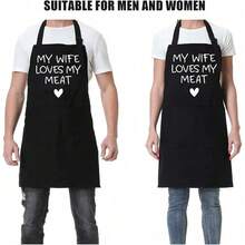 Fun Apron, Adjustable Shoulder Strap Kitchen Apron, Suitable Male And Female Chefs, Kitchen Apron With Practical Pockets, Suitable BBQ Kitchen Cooking, Suitable Everyone To Wear, Father's, Mother's, Father's Day, Mother's Day, Thanksgiving, - Black - View 6