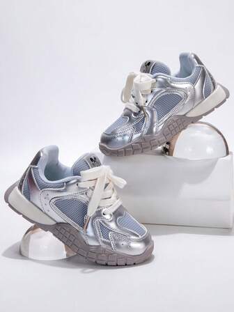 1 par de zapatillas de moda unisex para niños, zapatos deportivos transpirables de PU para exteriores, zapatos funcionales, zapatos casuales cómodos y antideslizantes, adecuados para bebés, niños pequeños, todas las estaciones