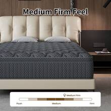 12"/14" Queen Mattres Twin Full Queen King Size Bed Mattress In A Box, Hybrid Pocket Spring Breathable Cotton Layer Mattress For Motion Isolation & Silent Sleep, Lumbar Support & Pressure Relief, Medium Firm - Màu xám than 12 inch - Xem 2