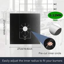 6pcs/12pcs High Temperature Gas Stove Mats, Coated Gas Stove Protector Covers, 27cm X 27cm, Thick PTFE, Oil Resistant, Non-Food Contact, Reusable, Non-Stick, Easy To Clean Kitchen/Cooking Pads, Outdoor Cooking Tool Protectors, Grill Mats - Silver - View 6