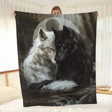 Dragon And Wolf Blanket, Soft Polyester Flannel, Digital Printing, Lightweight, Comfortable, Suitable For Sofa, Bed, Travel, Office, Ideal Gift For Family And Friends, RV Bedding - 多色 9 - 查看 10