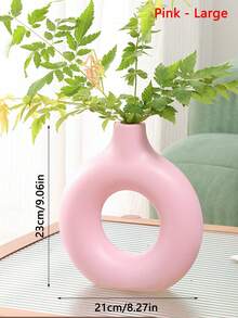 1 pieza Jarrón decorativo circular de plástico negro, jarrón de decoración de flores secas simuladas, jarrón artístico para arreglos florales, decoración simple para sala de estar, sala de exposiciones, decoración del hogar, jarrón de flores, centro de mesa, decoración de mesa, Día de San Valentín, decoración de la habitación de San Valentín, decoración de la sala de estar, decoración de otoño, contenedores de almacenamiento, decoración de la habitación bohemia, decoraciones navideñas