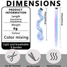 Unicorn Wave Hair Extensions Set (Straight & Wavy) - 1pc/6Pcs 20 Inch Heat Resistant Clip-Ins, Colorful Bohemian Highlights For Christmas Festival (Pre-Styled) - Multicolor - View 4