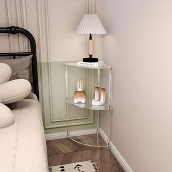 1pc Acrylic Transparent Triangle Floor Standing Corner Shelf, 2-4 Tiers Modern Home Floor Corner Table Suitable For Living Room, Bedroom, Bathroom