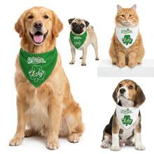 圣帕特里克节狗狗三角围巾，男女通用，优质耐用面料，适合小型和中型犬的节日围巾 - 彩色 - 查看 8