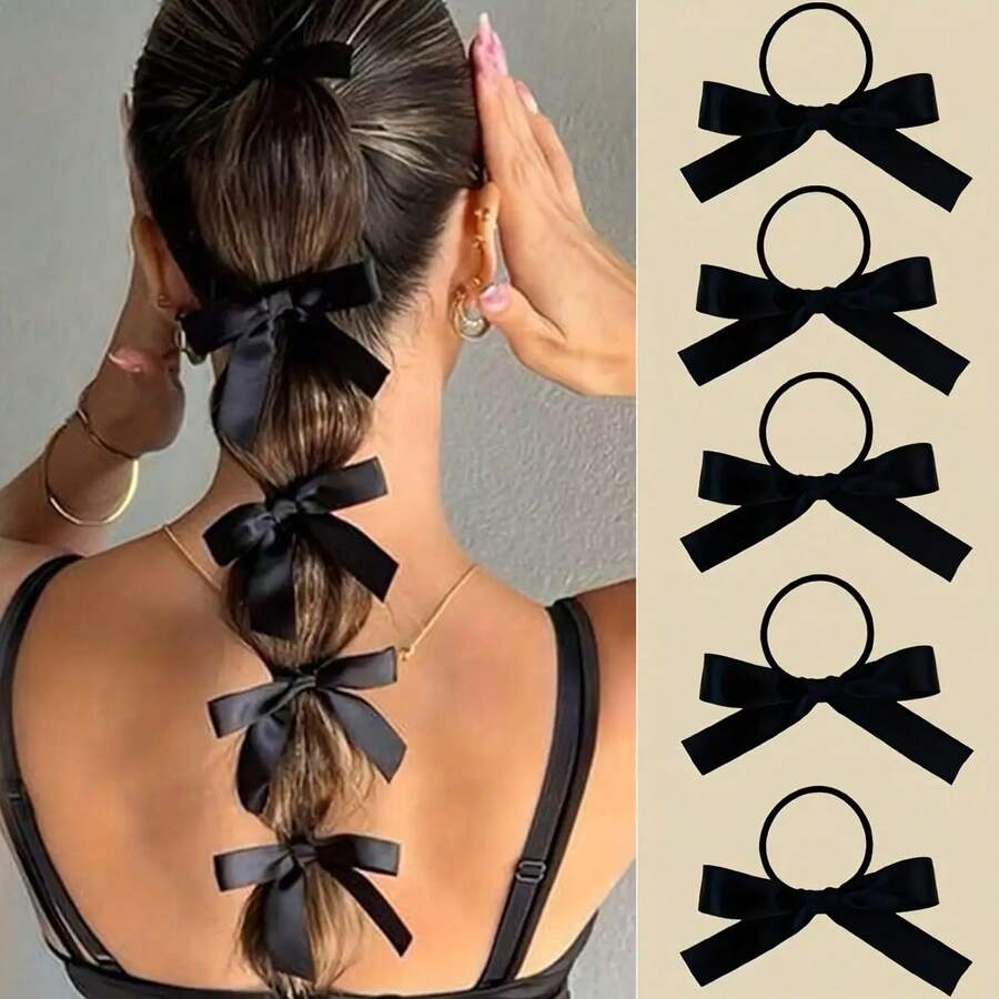 5pcs New Arrival Women's Creative Black Bow , Daily Wear & Birthday Gift Head Accessories - Multicolor - View 1