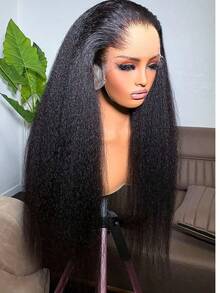 Uveous Yaki Straight Glueless Wig 5x5 Pre Cut Lace Front Wigs Human Hair Put On And Go Wigs For Beginners Pre Bleached Pre Plucked Pre Everything Easy To Ready To Wear Kinky Wig 13X4 Lace Front Wigs - SNatural - 查看 1