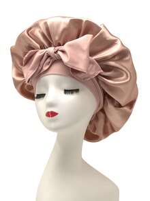 1pc Luxury Satin Sleep Cap - Adjustable Bow Tie, Ruffle Edge Design, Unisex, Hair Protection At Night, Soft & Luxurious Feel - Multicolor - Bonnet With Tie - View 5