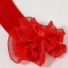 Women's Long Puff Sleeve Oversize Ruffle Cuff Sheer Gloves Tulle Mesh Gloves Wedding Opera Party Costume Gloves - 紅色 - 查看 4