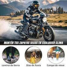 Cubrezapatos Impermeable, Cubierta del Zapato con Bandas Reflectantes para Hombres Mujeres, Protector de Zapatos Reutilizable para Motocicleta y Ciclismo - Bota de lluvia larga-M - Ver 3