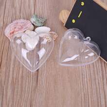 5pcs Heart-Shaped Transparent Plastic Ornament Balls, Valentine's Day - Transparent White - View 6