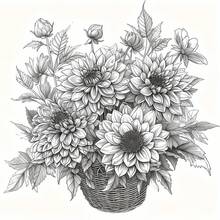 Flowers And Basket Coloring Book For Adults, 20x20cm Square Floral Painting Book, Stress Relief & Anxiety Relaxing Basket Bouquet Grayscale Coloring Pages For Beginners Art Supplies - Multicolor - View 8
