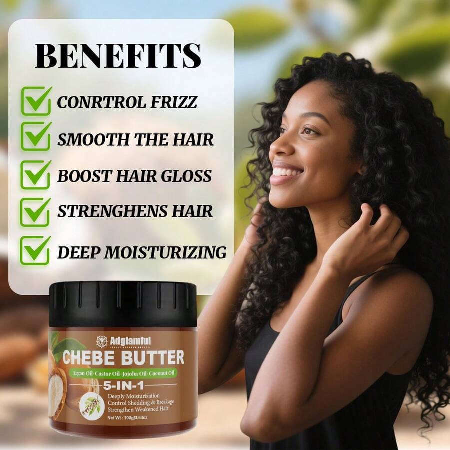 Mantequilla para el cabello multiusos CHEBE - Fortalece los mechones del cabello + Hidratación profunda, Mejora el frizz y las puntas abiertas, Realza el brillo y la sensación del cabello, Apto para el trayecto al trabajo, viajes de negocios, viajes y vacaciones - AHORRE MANTEQUILLA - Ver 1