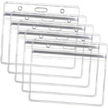 Porta Credenciales Para Oficina y Escuela, Tamao 100x85 Mm, Plstico Transparente, Paquete De 10 Unidades, Diseo Horizontal, Resistente Al Agua, Uso Diario Para Identificacin - Transparente - Ver 1