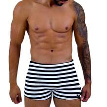SUNGA ADULTO BOXER LISTRA PRETO COM BRANCO - Preto e Branco - Visão 3