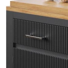 Extendable Bar Table With Storage (137-215*39*102.3 Cm), Modern And Mobile Bar Table, Telescopic Bar Table With One Drawer And Two Shelves, Bistro/Kitchen Island Style High Table, Black - Black - View 2