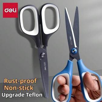 1pc Durable Black Blade Scissors, Rust-Resistant Non-Stick Coating, Multi-Purpose, Suitable For Home, Office, Craft Paper And Tape Cutting, Stationery