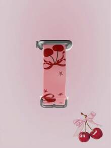 1pc Soft Elastic Breathable Ombre Pink Cherry Star Pattern Replacement Watch Band, Suitable Compatible With Samsung, , Honor Smartwatches, 38mm 40mm 41mm 42mm 46mm 45mm 44mm 49mm, Fashionable Casual Multi-Color Silicone Watch Strap Compatible With Apple Watch Ultra SE/11/10/9/8/7/6/5/4/3/2/1 - Multicolor - View 4