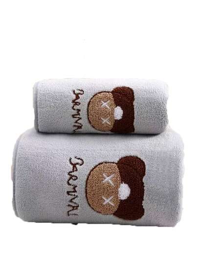 1 Set Skin-Friendly Soft Absorbent Towel, 35*75cm Hand Towel & 70*140cm Bath Towel, Unisex