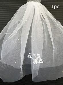 1pc Bride-To-Be Ribbon Veil, Bachelorette Party Accessory, Bridal Shower Decor, Engagement Gift