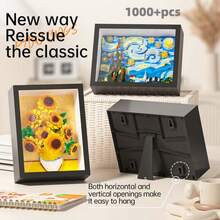 1000+Pcs Famous Painting Building Blocks Puzzle With Frame, Van Gogh, Starry Night, Great Wave, Sunflower, Creative DIY Painting Puzzle Toy Set, Living Room Home Decor, Artistic Gift - Multicolor - View 3