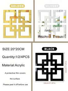 Bộ 2/4 miếng dán gương trang trí hình kim cương bằng acrylic, miếng dán gương acrylic rỗng tối giản cho trang trí nhà cửa, phòng ngủ & phòng tắm, miếng dán gương toàn thân tự dính gắn tường, trang trí phòng, miếng dán tường cá nhân hóa, gương treo tường, gương cho phòng ngủ, phòng tắm, phòng khách. - Nhiều màu - Xem 4