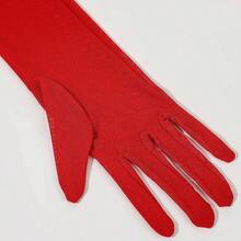 Women's Long Puff Sleeve Oversize Ruffle Cuff Sheer Gloves Tulle Mesh Gloves Wedding Opera Party Costume Gloves - 紅色 - 查看 5