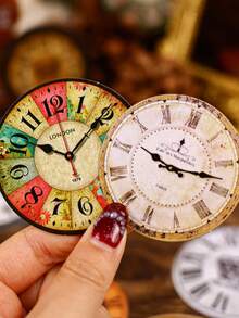 1 Stück Vintage Uhr Aufkleber Set, Zeitskala Serie, geeignet für Geschenke, Büro, Zuhause, Markierungen, Etiketten, Klassenzimmer, Unterhaltungsspielzeug, Studententagebücher, kreative Retro Deko DIY Aufkleber - Verschiedenfarbig - Übersicht 1