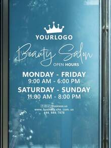 Pegatina de horario de apertura para salón de belleza - Horario comercial - Estudio de uñas - Estudio de cabello - Vinilo adhesivo - Letrero personalizado - Letrero de horario - Multicolor - Ver 3